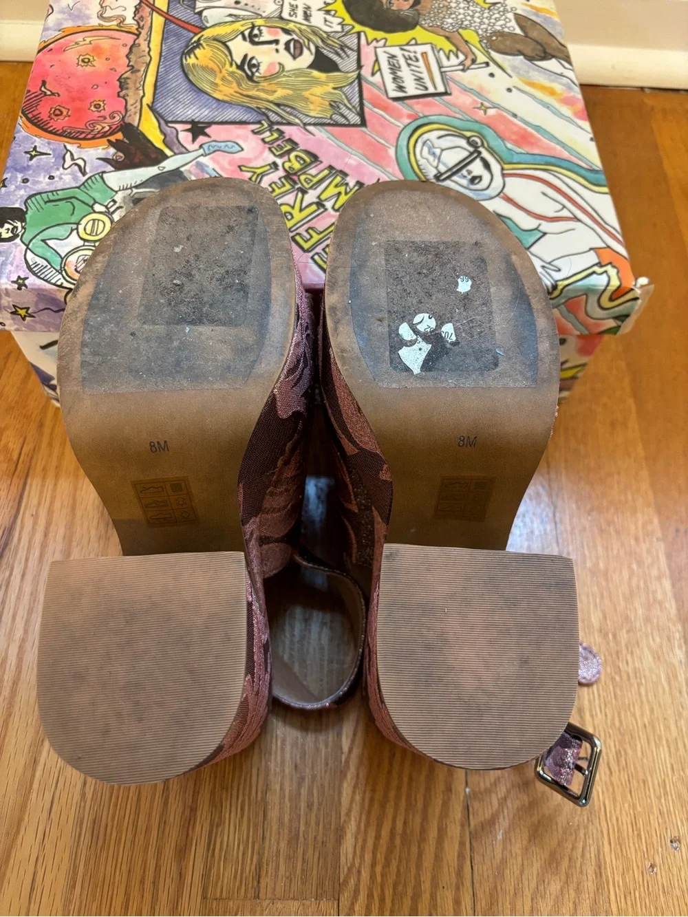 Jeffrey Campbell Mattix Pink Rose Gold Jacquard Platform Slingbacks